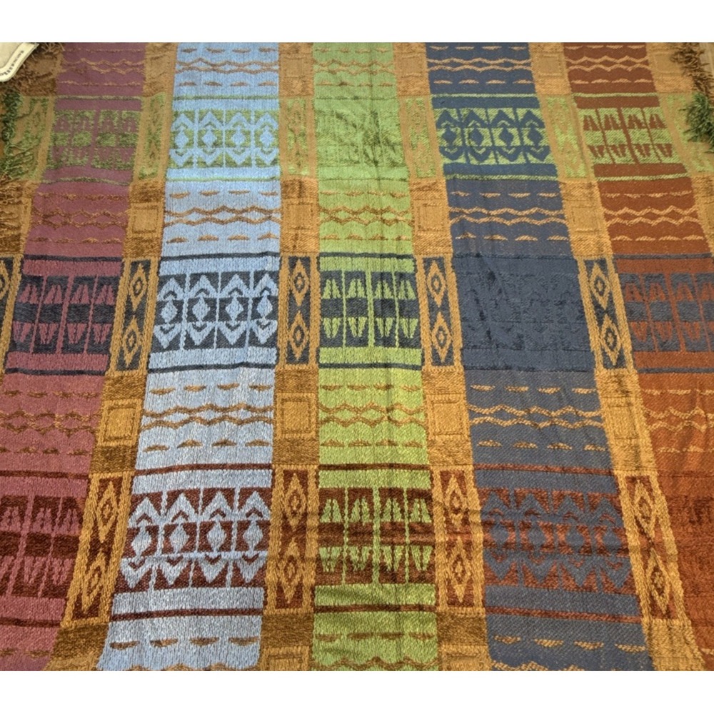 Textillery Weavers Rose Throw Blanket Jacquard Chenille NEW 1999 Geometric Cozy